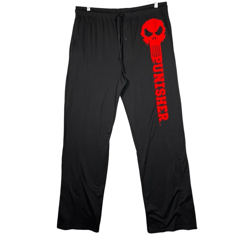 MARVEL Punisher Mens Lounge Pants Size XXL/TTG Black Drawstrings Pockets Comfort